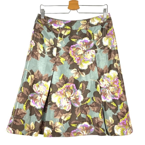 Laura Ashley Skirt Silver Grey Size 12 Floral Box Pleats A-Line Occasion Wedding - Picture 6 of 8